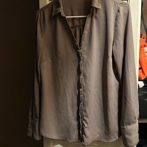 Worthington Gray Button Down Shirt Notched Collar